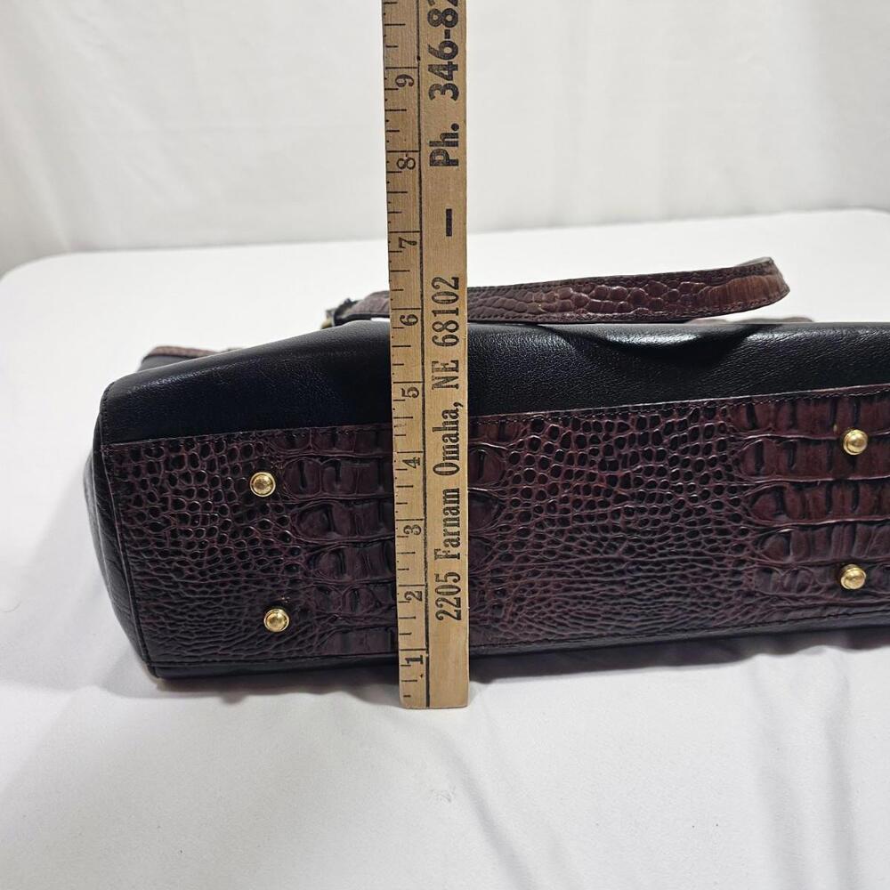 Brahmin Black Crocodile Embosed Leather Zippered Tote Shoulder Bag Purse - Picture 10 of 15